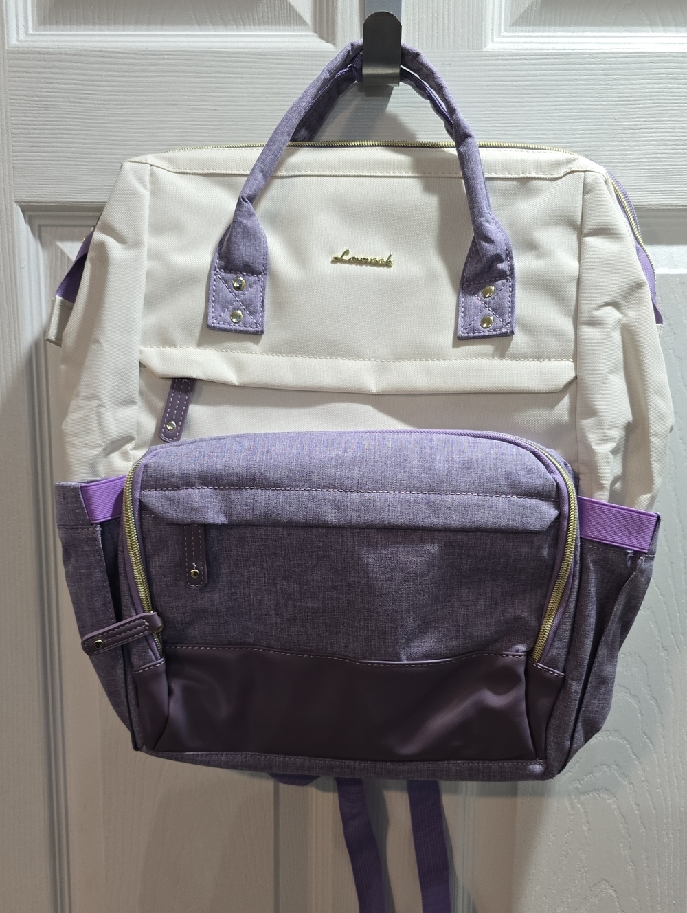 Lavender & Cream Women’s Convertible Backpack Tote by Lanneak